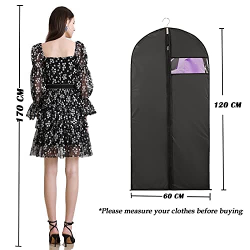 Niviy Suit Bags 60 x 120 cm, Black Garment Covers with Zip & Clear Window — view 4