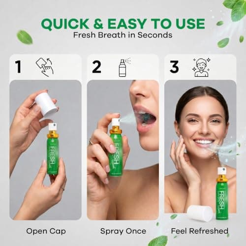 Fresh Mint Breath Spray, 3 x 20ml – Antibacterial Sugar Free Breath Freshener for Bad Breath & Smokers, Oral Hygiene Mouth Spray, Long Lasting Fresh Breath — view 3