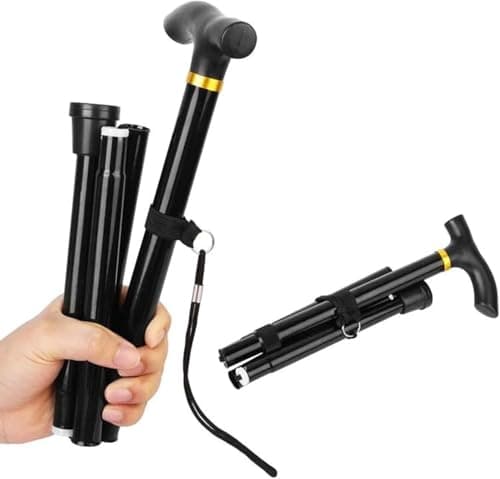 Walking Stick, Portable Collapsible Walking Stick and Mobility Aid Handy, Easily Adjustable Folding Travel Walking Cane for Women, Men & Disabled Flexible and Durable, 33-37 inches (Black) — view 2