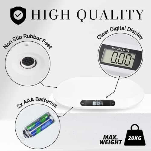 Marco Paul 20kg Electronic Baby Weighing Scales Infant Pet Bathroom Toddler Body Digital Scale for Babies or Small Animals Battery Operated White Multi-Function Baby Scale Monitor Health Growth — view 4