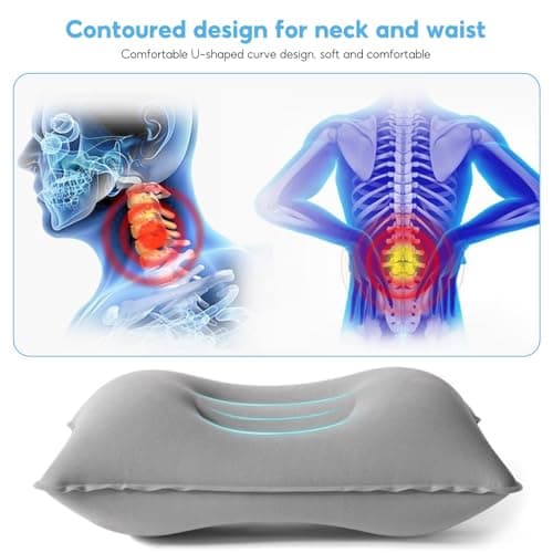 KUIZHEN 3Pcs Inflatable Pillow, 22 x 34cm Camping Pillow in Flocked Fabric — view 5