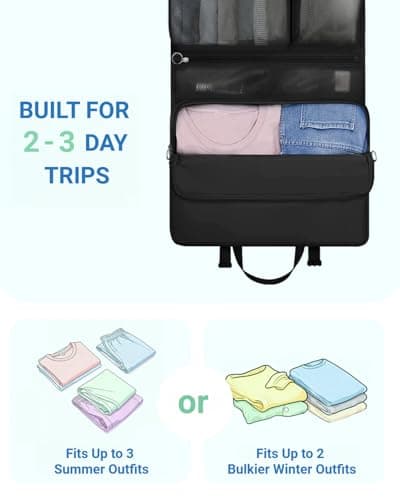 WANDF 6-in-1 Packing Cubes with 360° Hanging Hook, Water Resistant Compression Travel Packing Organiser Bags, Multi-Functional Hand Luggage Storage Pouches, Travel Essentials for Men Women, Black — view 6