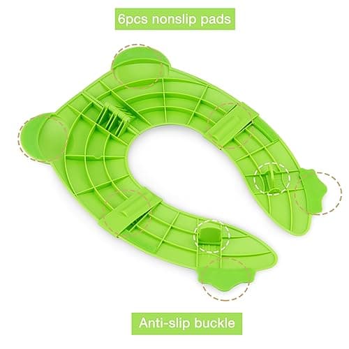 PandaEar Toilet Seat Cover | Folding Travel Toilet Seat for Children and Potty Training with Non-Slip Silicone Pads | Recyclable Toilet Seat (Green) — view 3