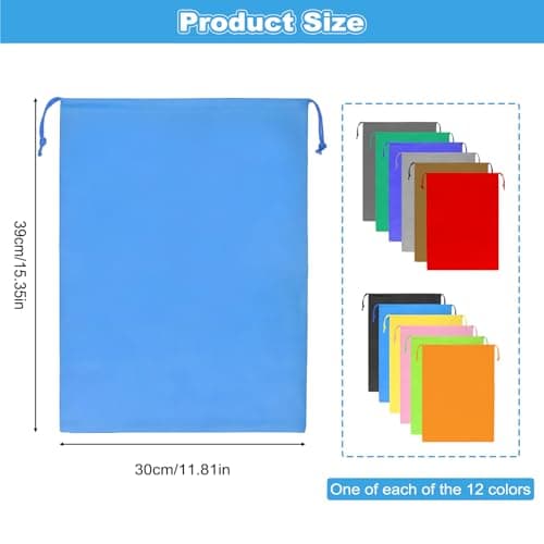 12Pcs Drawstring Shoe Bags, Portable Non-Woven Shoe Packing Clothes Bag — view 2
