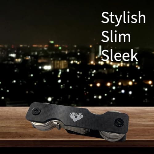 BRELIE Smart Key Chain Organizer- Key Holder for 1-12 Keys- Multifunctional- Bottle Opener- Sim Opener- Compact Carbon Fiber Key Chain- Lightweight, Black — view 3