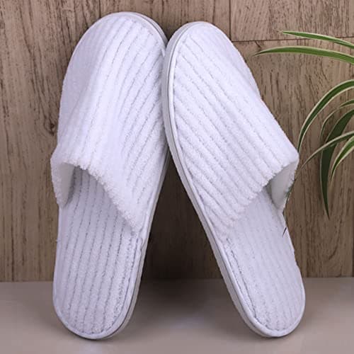Rurunklee 5 Pair Portable Travel Slippers - Foldable Coral Fleece Disposable Hotel Spa Slippers for Guest Room - Unisex Indoor House Floor Business Travel Trip Shoes — view 3