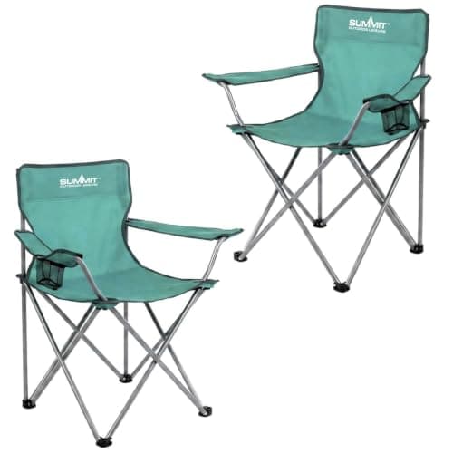 Folding Camping Chair With Cup Holder | Carry Bag | 2 Set Light Green