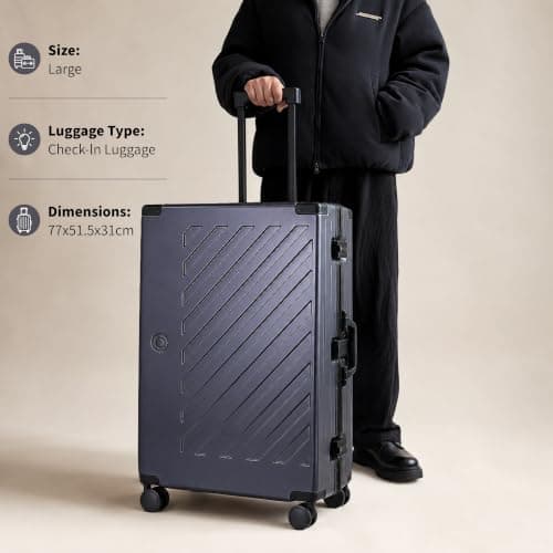 Zipperless Polycarbonate Suitcase – Hard Shell Large Check-in Luggage with Dual TSA Locks, Silent Spinner Wheels & Aluminium Alloy Handle (28-Inch, Black) — view 2