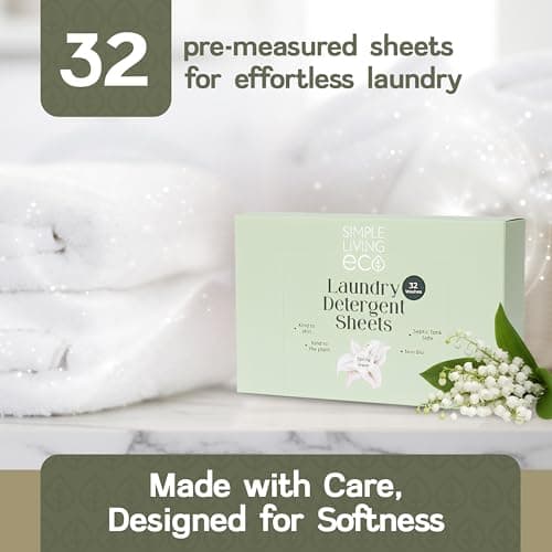 Simple Living Eco, Laundry Washing Detergent Sheets, Simplify Your Washing With Our Compact Laundry Sheets, Eco Washing, Non Bio & Skin-Friendly, (32 Sheet Pack, Spring Fresh) 1 Pack — view 4