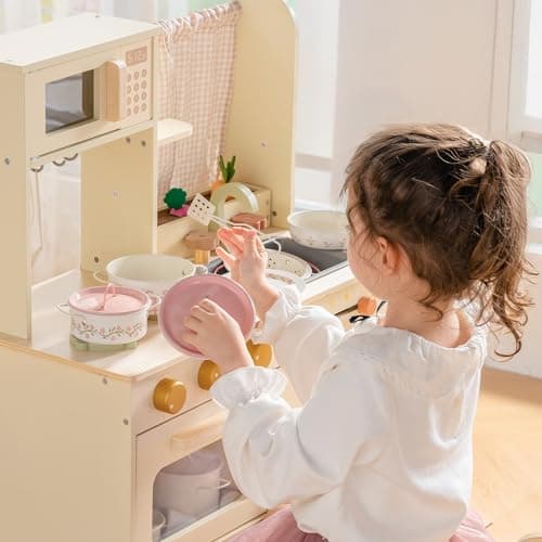 ROBOTIME Kid Metal Play Pots and Pans Toys, Pretend Cooking Utensils, Pink — view 2