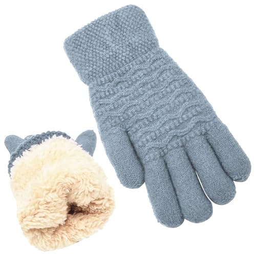 Womens Gloves Touchscreen, Winter Touch Screen Gloves for Women - Thermal with Fleece Lining, Elastic Cuff, Warm Knitted Hand Warmer for Running Driving Ski Travel Outdoor Daily Glove Sky Blue