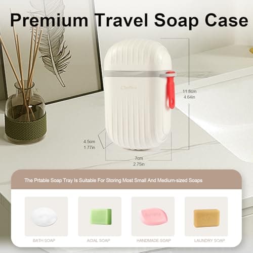 Chefiva Leakproof Travel Soap Case with Lid Portable Bar Soap Holder for Traveling,Camping & Gym White Waterproof Soap Container for Bathroom,Shower & Outdoor Use — view 4