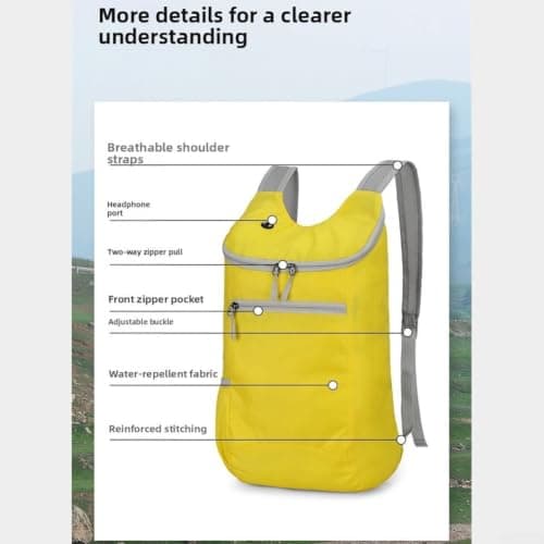 Todikaper Foldable Hiking Backpack 14L Waterproof Lightweight(Yellow) — view 6