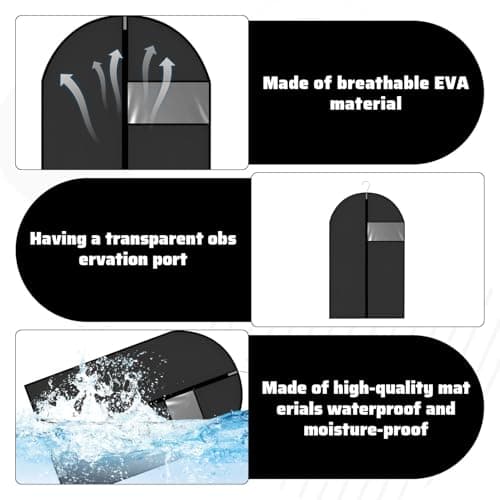 2 PCS Suit Covers for Men,Foldable Dress Bags,Suit Carriers for Men with Clear Window Black Zipper,Reusable Clothes Covers for Dress,Coat,Jacket,Pullover(60 * 100 cm) — view 3