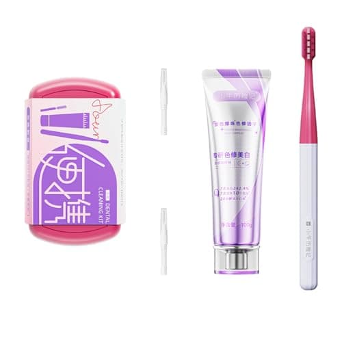 Vonmerie Orthodontic Travel Toothbrush Kit with Toothpaste, Compact Dental Care Set with Detachable Braces Brush & 2 Interdental Brushes for Aligner(Red)