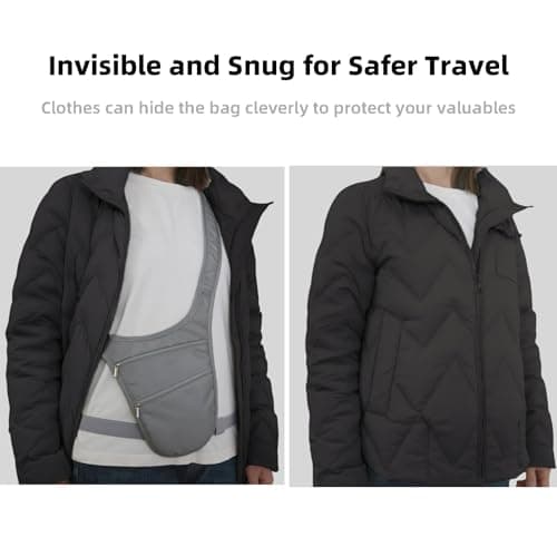 Mervokl Hidden Chest Pocket Waist Bag Anti Theft Crossbody Bag with Removable Belt and Skin-Friendly Back Provides Space for Passports, Credit Cards, Cash — view 6