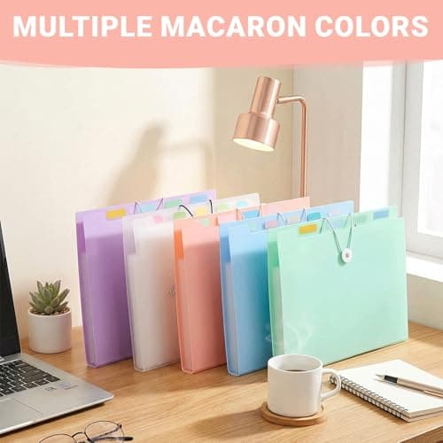 5Pcs Expanding File Folder, Folders for Paperwork A4, Document Organiser with Colored Labels, Flashcard Organiser for Card Paperwork Receipt Office School Travel Use — view 3