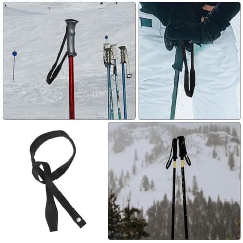 HOMSFOU 2pcs Adjustable Nylon Ski Pole Strap and Walking Stick Wristband with Wear-resistant Black Material for Outdoor Activities and Skiing, Sleek and Sturdy Trekking Stick Wrist Leash — view 6