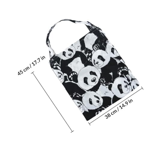 Ciieeo Canvas Tote Bag Panda Pattern Large Capacity Shoulder Shopper with Double Layers for Casual Grocery and Travel Carry Style — view 3