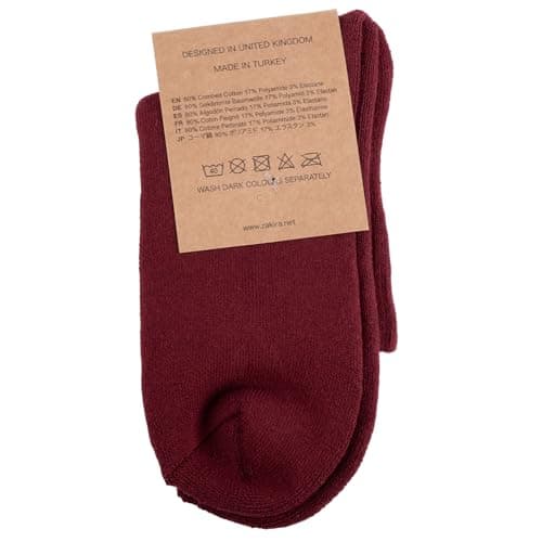 ZAKIRA Combed Cotton Terry Trainer Socks, 6-10 (UK), Burgundy — view 4