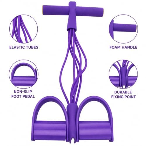 WANVE Pedal Resistance Band with Handle, 6-Tube, Home Workout Full Body Exercise, Pilates & Yoga, Foot Resistance Training Band with Handles for Arms, Legs, Abs & Waist — view 2
