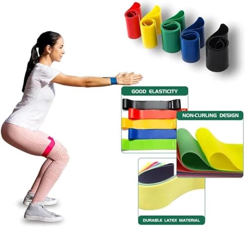 Sixstore Resistance Bands, Pack of 5 Skin-Friendly Resistance Fitness Exercise Loop Bands with 5 Different Resistance Levels - Carrying Case Included - Ideal for Home, Gym, Yoga, Training — view 3
