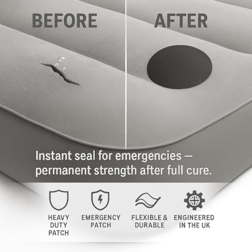 AIR BED REPAIR PATCH KIT - Heavy Duty Puncture Repair - Flexible Waterproof Glue - Vinyl PVC And Suede Top AirBed — view 2