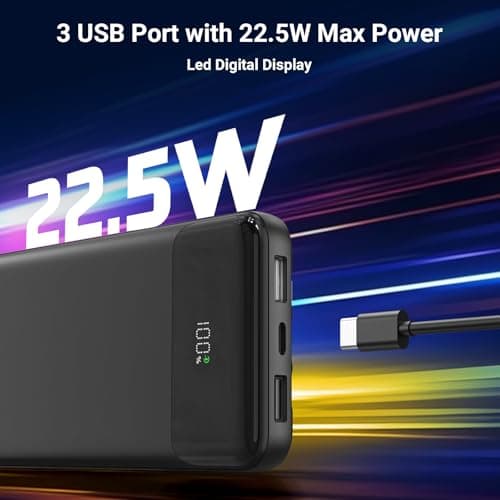 Power Bank Fast Charging 20000mAh, 22.5W Portable Charger with Cable — view 3