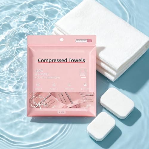 Compressed Towels Set, With 6 Pieces Ultra Absorbent Expandable Design, 30x60cm, Portable Travel Washcloth Tablets, Soft Quick Dry Bath Towels, For Camping Gym Hiking Hotel Beach Travel Use — view 4