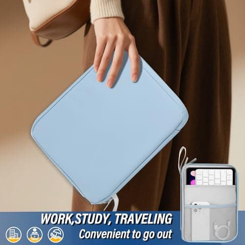 PAPOEEA 9-11 Inch Tablet Sleeve Case, Fits New iPad Air/Pro 11 inch 2024, iPad Air 5/4th 10.9, iPad 10th Gen 10.9, iPad 9/8/7th 10.2,All 9-11 Inch Tablet, Galaxy Tab S8/S9 11, Blue — view 6