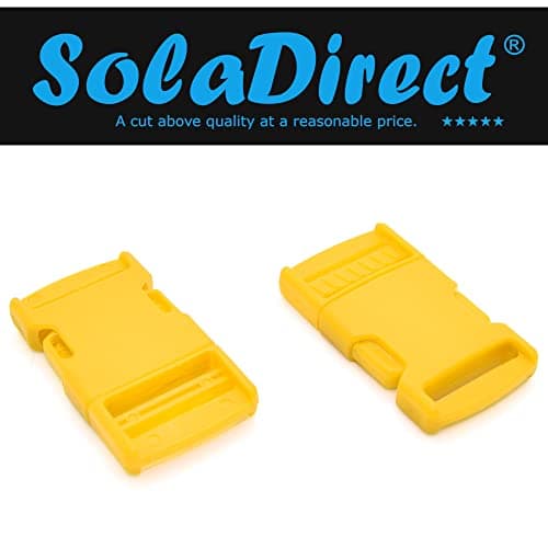 SolaDirect Side Release Buckles Clips for 25 mm / 1 in Webbing, Luggage, Back Pack/Rucksack, Straps (Yellow, 2 pieces) — view 2
