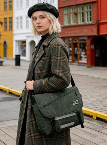 OIWAS 15.6 Inch Messenger Bags for Men, Laptop Satchel Bags Work Bags Shoulder Crossbody Bag Bookbag Briefcase Green — view 2
