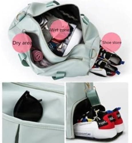 Travel Duffel Bag with Shoe Compartment – Water-Resistant, Lightweight Gym Tote for Men and Women, Ideal for Sports, Weekend Trips, and Workouts (Light Green) — view 2