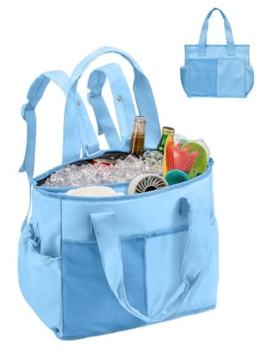 2 in 1 Insulated Dry-wet Separation Cooler Backpack Shoulder Bag 12-Hour Cold Retention, Large Leakproof Soft Cooler Bag, Waterproof Travel Cooler for Beach, Picnic, Camping for Women Blue