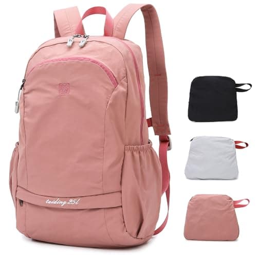Outplea 25L Hiking Backpack with Wet Pocket for Women, Ultralight Foldable Gym Backpack Packable for Sport Outdoor Travel, Pink
