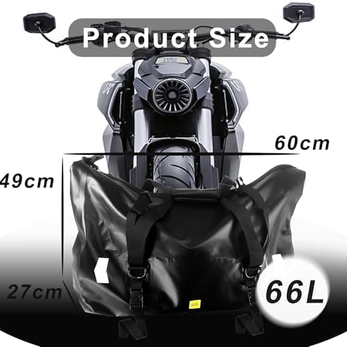 JIANFA Motorcycle Tail Bag, Large Capacity 66L Waterproof Motorbike Bag Multifunctional Motorcycle Luggage with Adjustable Shoulder Strap 60×37×39cm, Black — view 4