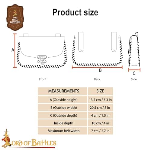 Genuine Leather Bag The Messenger Belt Bag Medieval Style Waist Cellphone Carry Belt Purse Renaissance Faire Costume Accessories Leather Bag (Maroon) — view 4