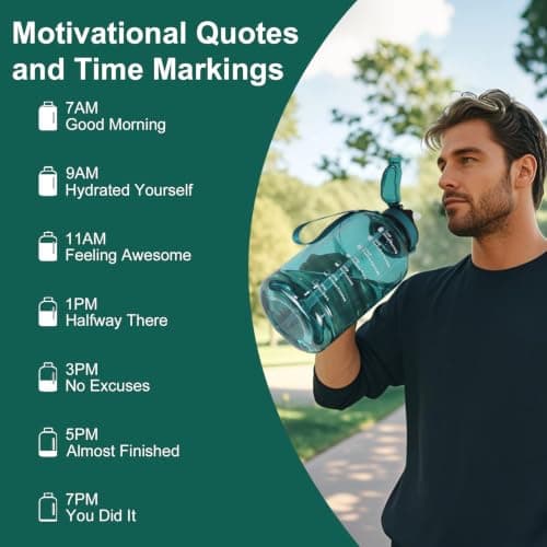GLEKGLEK 2 Litre Water Bottle, BPA Free Hydration Jug with Time Markings — view 6