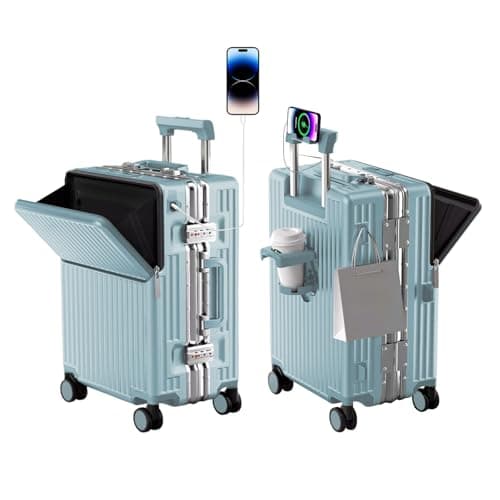 AIWEINY Suitcase Carry-on Luggage Spring-Summer Travel Airline Approved with TSA Lock 360° Wheel PC Hard Shell and Aluminum Frame Pressure-Resistant (Upgraded Blue 20)
