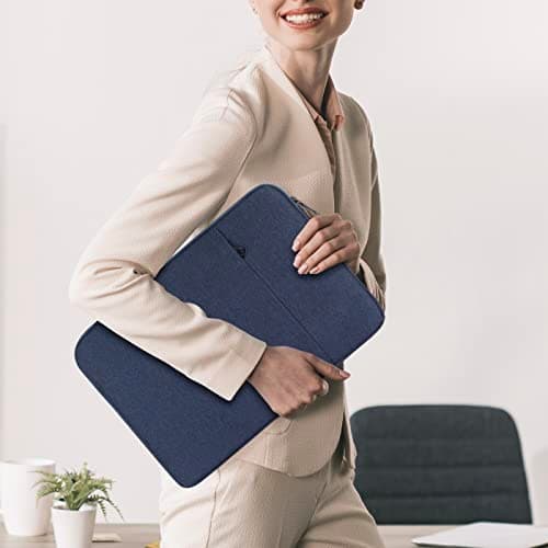 Chelory 17.3 17.5 Inch Laptop Sleeve Compatible with 17.3-17.5" Notebook Ultrabook Chromebook Computer HP Lenovo Asus Acer Dell, Shockproof Protective Cover Bag Carrying Case with Pocket, Dark Blue — view 5