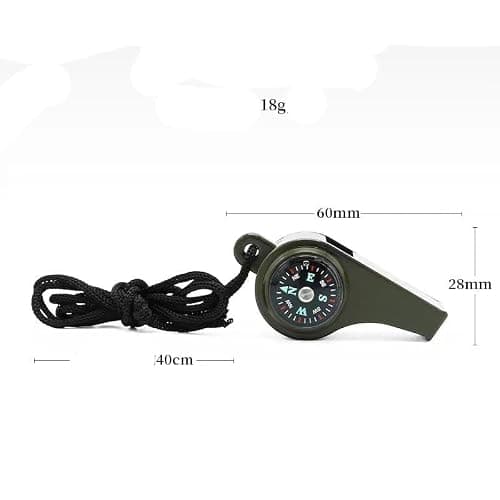 3-in-1 Survival Whistle with Compass and Thermometer, Military Green, 5 cm x 2 cm — view 4