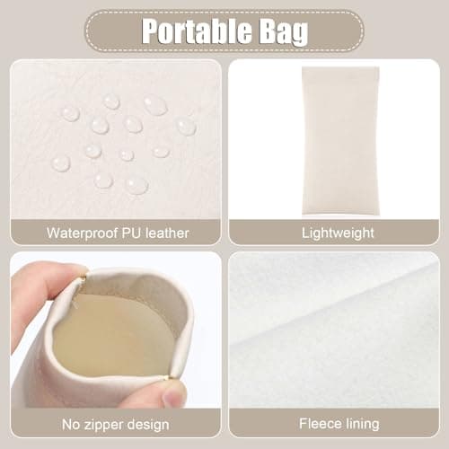 Etercycle Soft Eyeglass Case, 2 Pcs Travel Sunglass Cases for Women Portable Squeeze Top Leather Glasses Bag (Black, Beige) — view 3