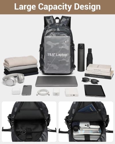 Kono Laptop Backpack School Bag Anti Theft Rucksack for Men Dark Blue — view 3