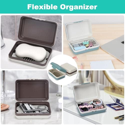 Alyvisun 2 Pcs Travel Soap Case with Lid, Portable Soap Dish, Soap Box with Draining Board, Waterproof Leakproof Soap Container Holder for Shower Travel Outdoor(Green & White) — view 6
