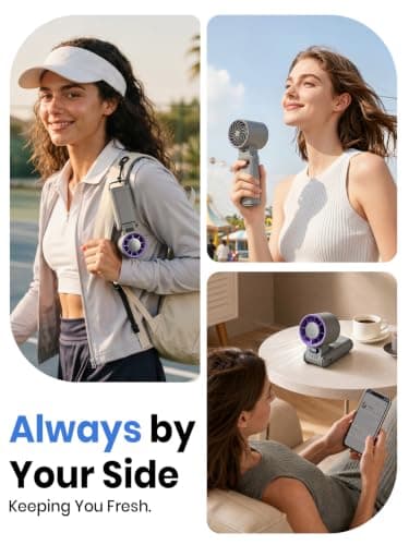 Deyhoc Handheld Fan Rechargeable with LED Display & Clip, 1-199 Speed — view 5