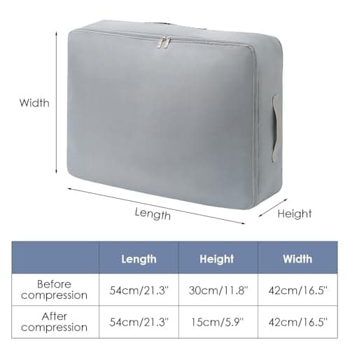 Compression Bag,Foldable Travel Storage Bag with Double Zippers Design& Reinforced Handles for Clothes, Blankets & Comforters Duvet — view 4