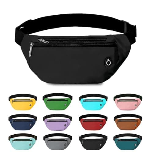 Rosoz Bum Bag, Belt Bag Women's Bum Bag Men's Gifts Sports Waist Bags for Outdoor Travel Running Bicycle, black, Pocket umbrella