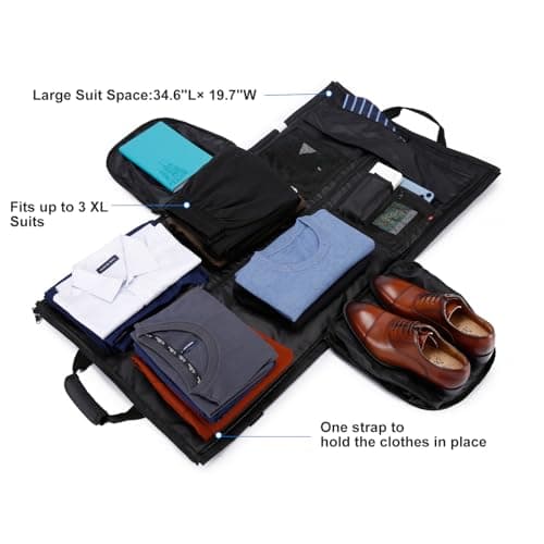 Travel Garment Bag Large Suit Bags for Men, Carry On Garment Duffle Bags for Travel with Shoes Compartment, Convertible Weekend Luggage Bags Hanging Suit Carriers for Men Women, Black — view 3