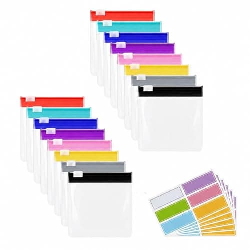 Pill Pouch Bags for Travel – Multi Colour EVA Reusable Medicine Organiser Pouches with Slide Lock and Waterproof Label Stickers for Tablets, Vitamins and Small Storage Items