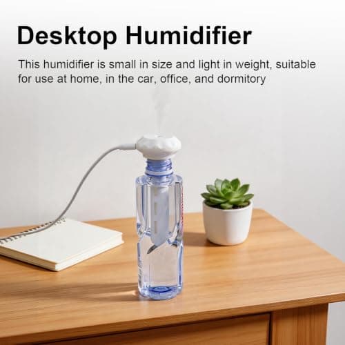 Portable USB Humidifier - Travel Humidifier Ultrasonic Cool Mist, Bottle-Compatible Design, Adjustable Mini Air Diffuser for Bedroom, Office, Car & Travel — view 4